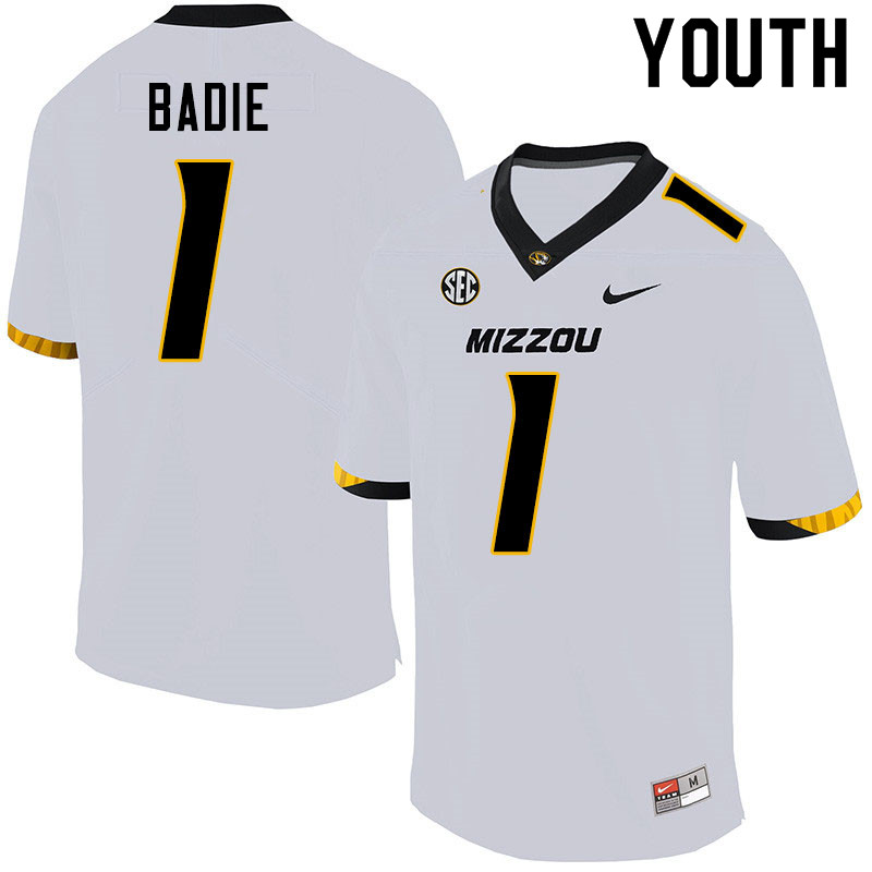 Youth #1 Tyler Badie Missouri Tigers College Football Jerseys Sale-White - Click Image to Close